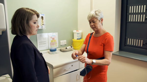 This is an image of a lady demostrating treatment